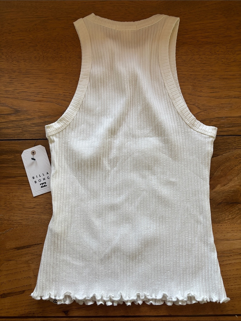 Billabong Cream Ribbed Racerback Tank Top - Picture 4 of 6